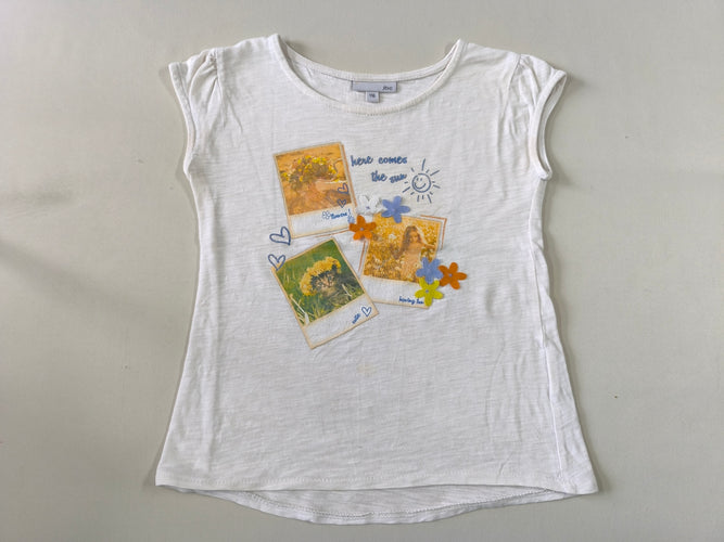 T-shirt m.c blanc photos polaroid fleurs, moins cher chez Petit Kiwi