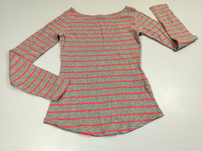 T-shirt m.l Camaieu  gris chiné rayé rose., moins cher chez Petit Kiwi