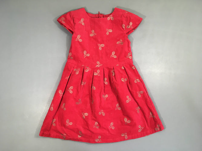 Robe m.c velours ras rose vif feuilles, moins cher chez Petit Kiwi