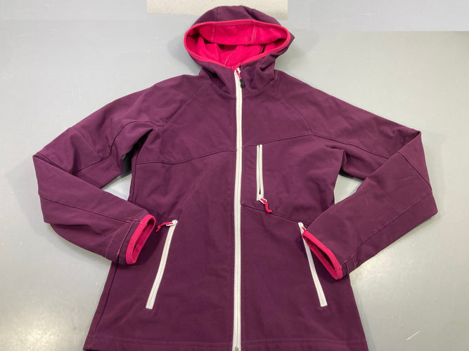 Veste Shoftshell  zippée à capuche  prune, rose et blanc, moins cher chez Petit Kiwi