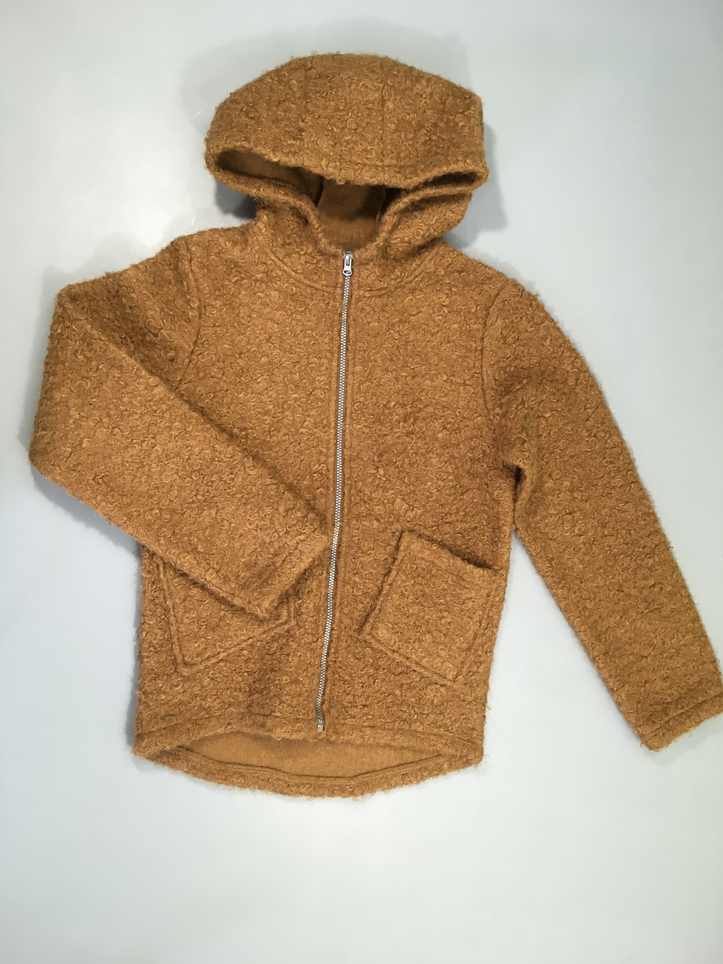 Gilet zippé moutonné brrun à capuche