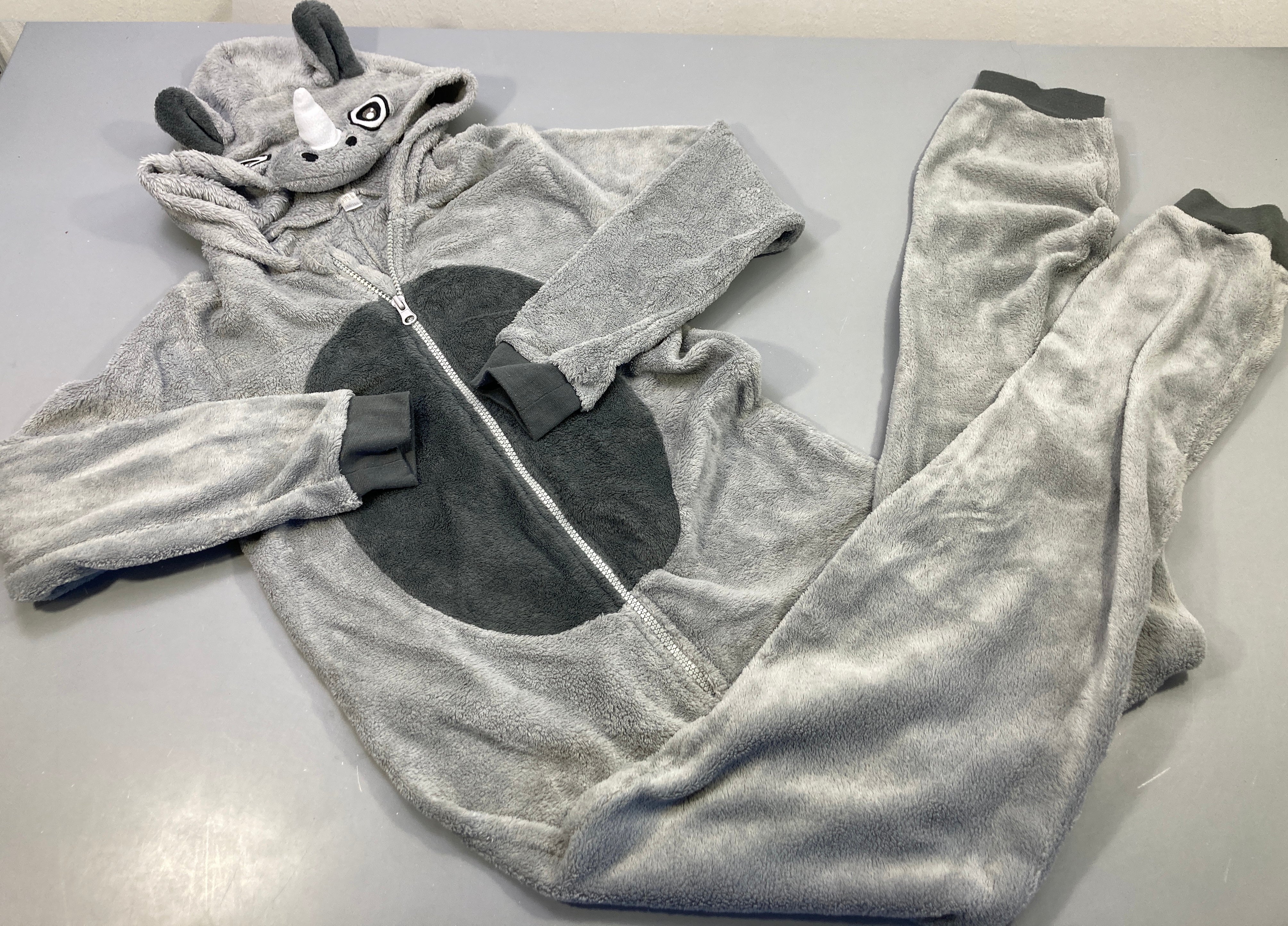 Surpyjama à capuche gris, rhinocéros