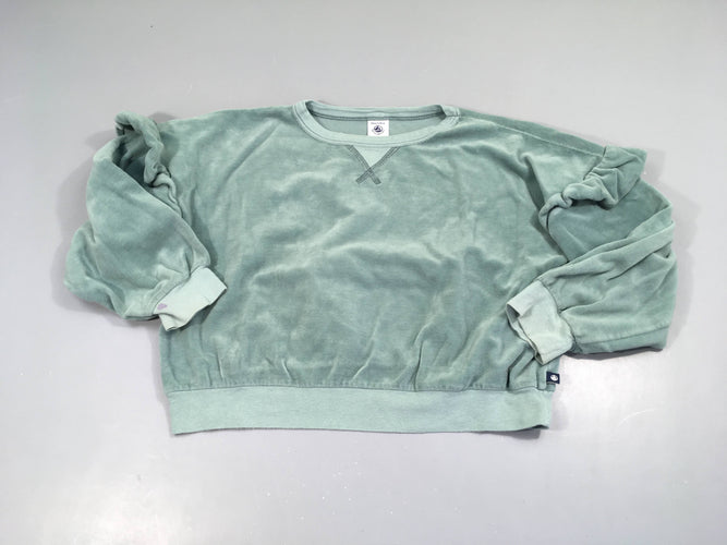 Sweat velours ras bleu/vert froufrous, moins cher chez Petit Kiwi