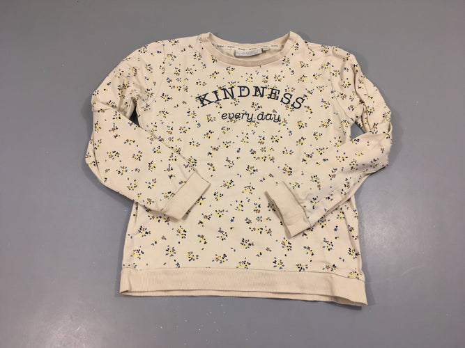 Sweat écru fleuri Kindness, moins cher chez Petit Kiwi