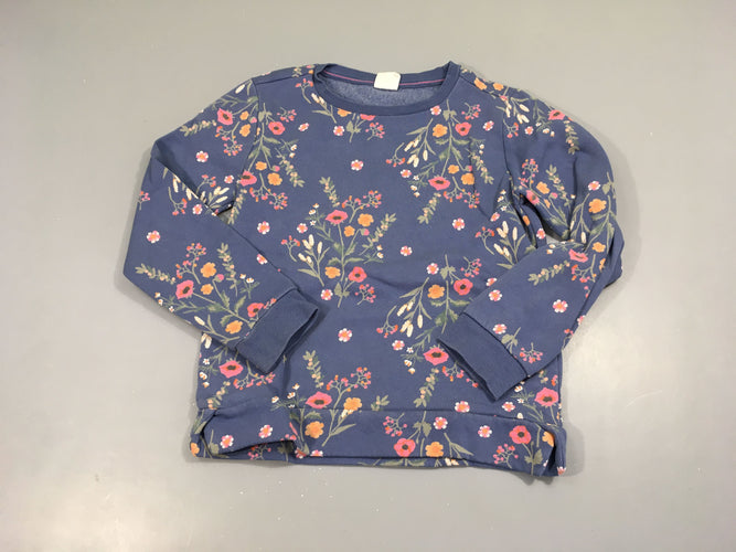 Sweat bleu fleuri, moins cher chez Petit Kiwi