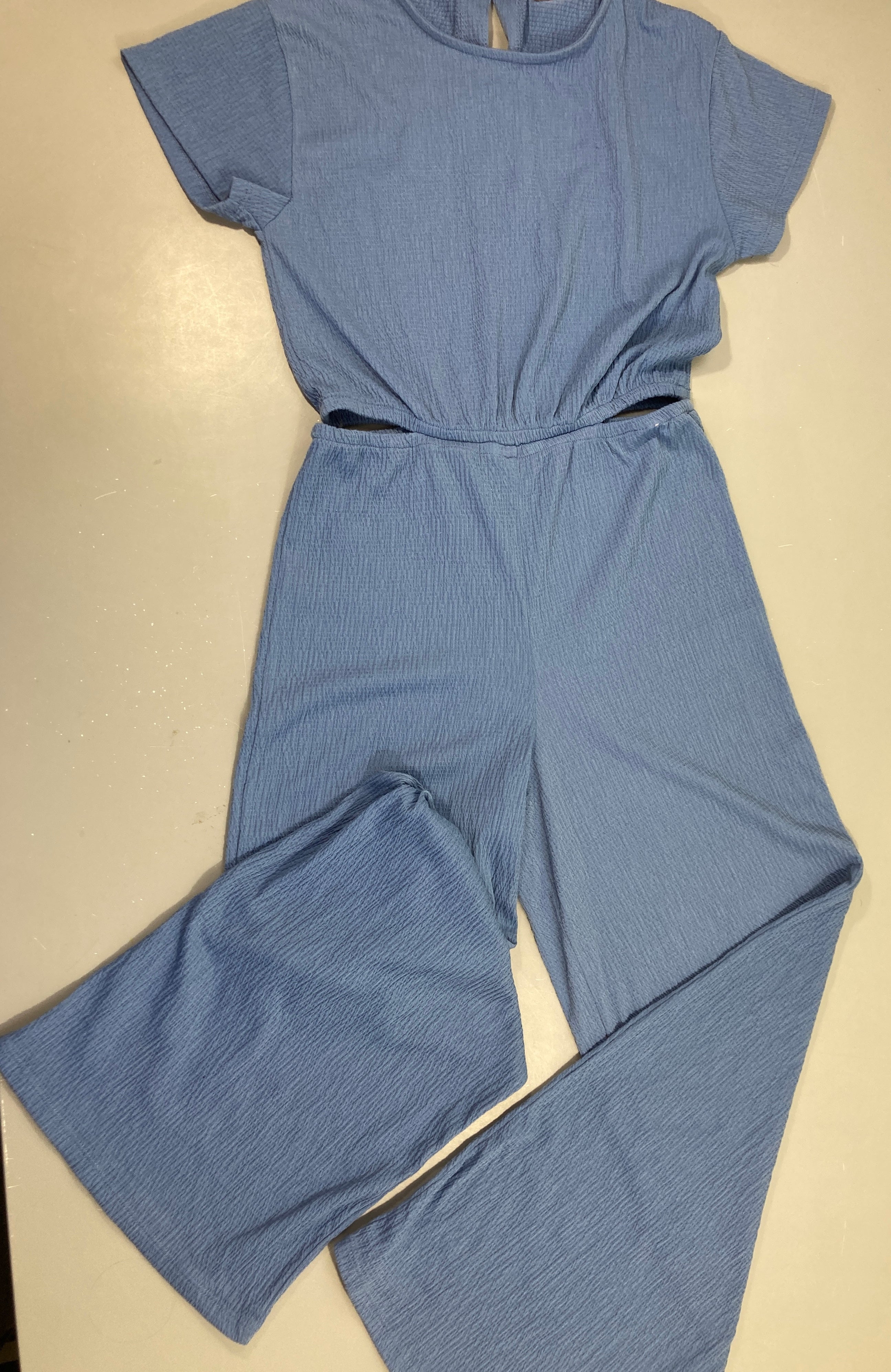 Combinaison m. jersey texturée bleue