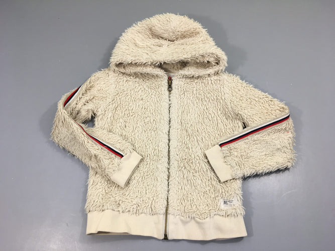 Gilet zippé à capuche peluche écru, moins cher chez Petit Kiwi