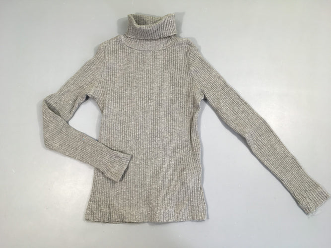 T-shirt col roulé gris chiné côtes, moins cher chez Petit Kiwi