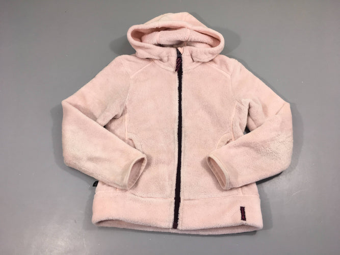 Gilet zippé à capuche velours rose pâle, moins cher chez Petit Kiwi