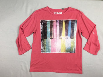 T-shirt 3/4 ajustables rose flammé piano Bouloché!