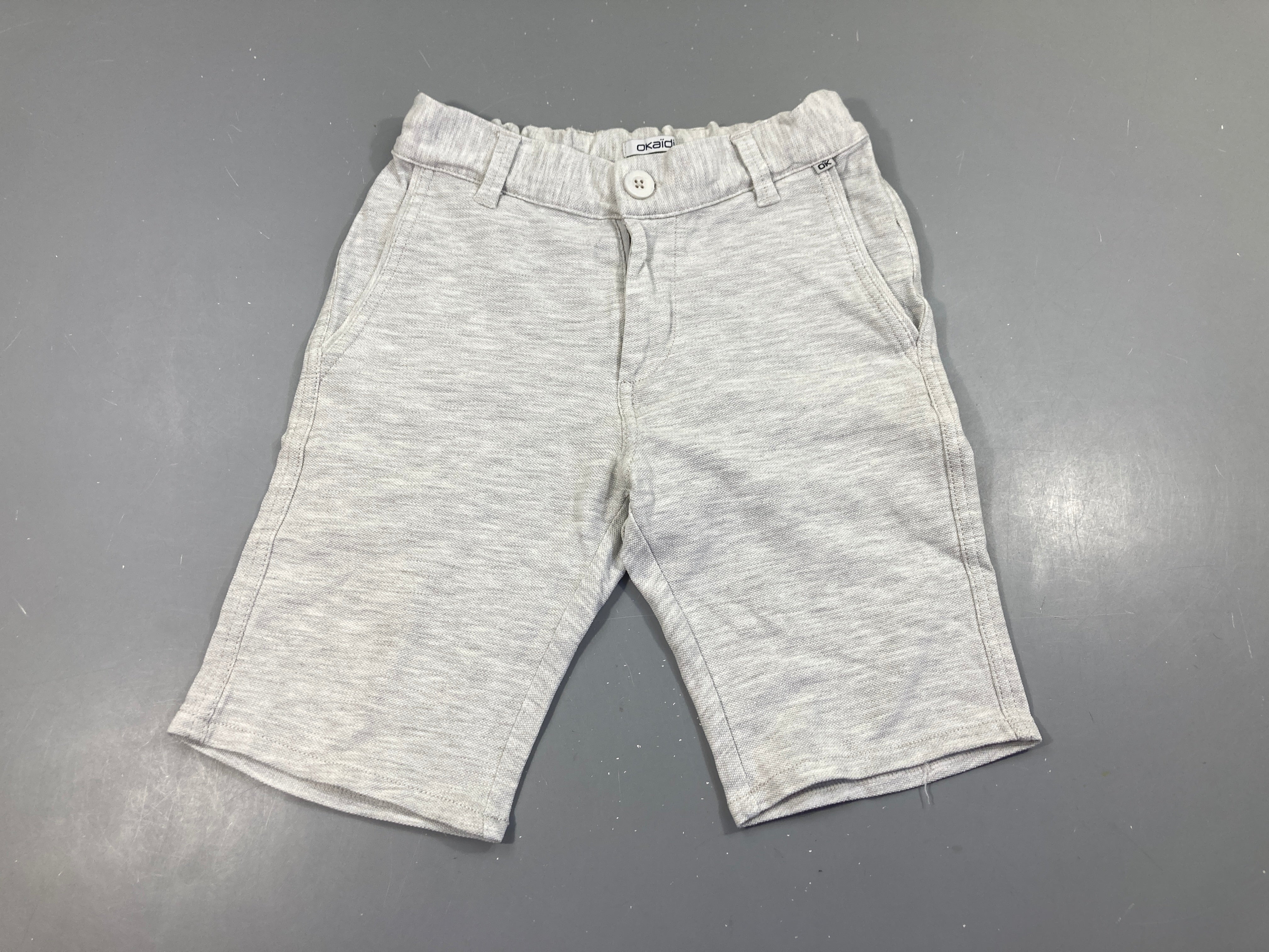 Bermuda chino gris clair flammé coton piqué