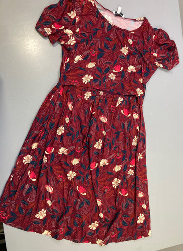 Robe m.c bordeau à fleurs de grossesse et d'allaitemet, moins cher chez Petit Kiwi