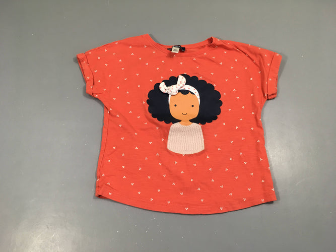 T-shirt m.c rouge fille bandeau noeud, moins cher chez Petit Kiwi