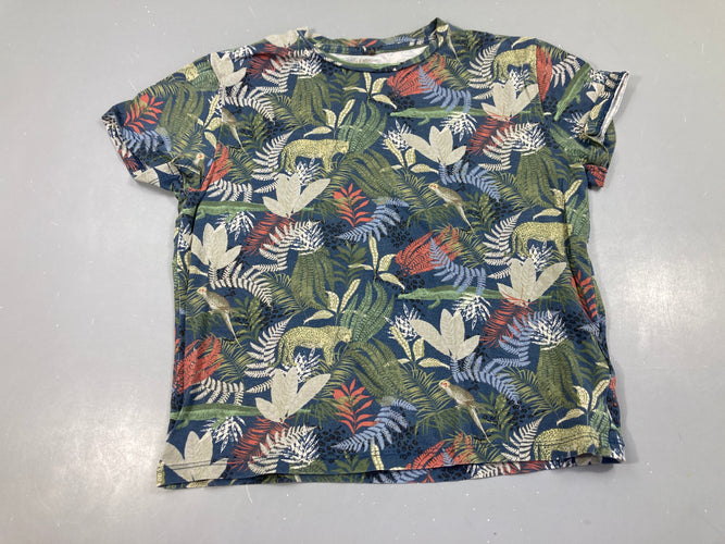 T-shirt m.c bleu feuillage, moins cher chez Petit Kiwi