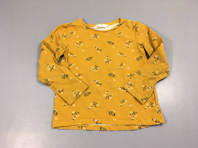 T-shirt m.l jaune moutarde fleuri, moins cher chez Petit Kiwi