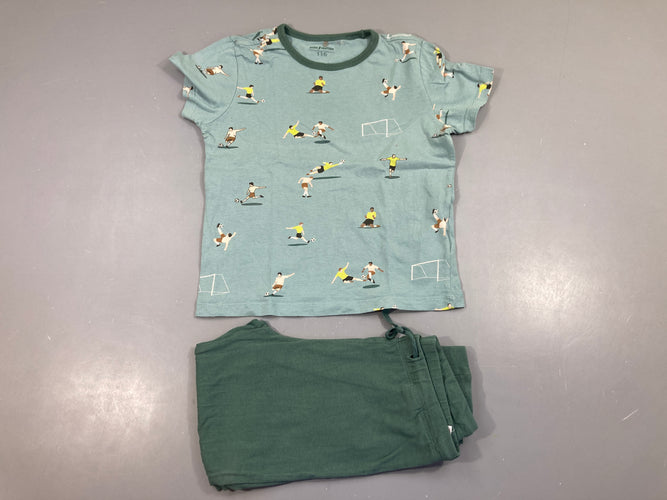 Pyjama 2pcs jersey bleu foot, moins cher chez Petit Kiwi