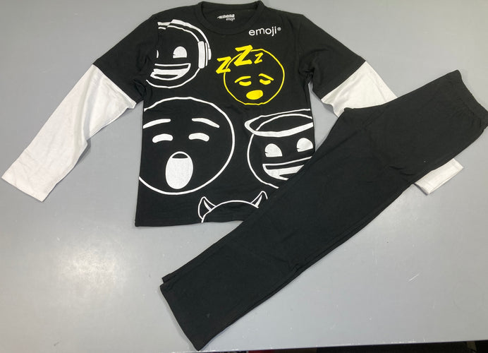 Pyjama 2pcs jersey noir emoji, moins cher chez Petit Kiwi