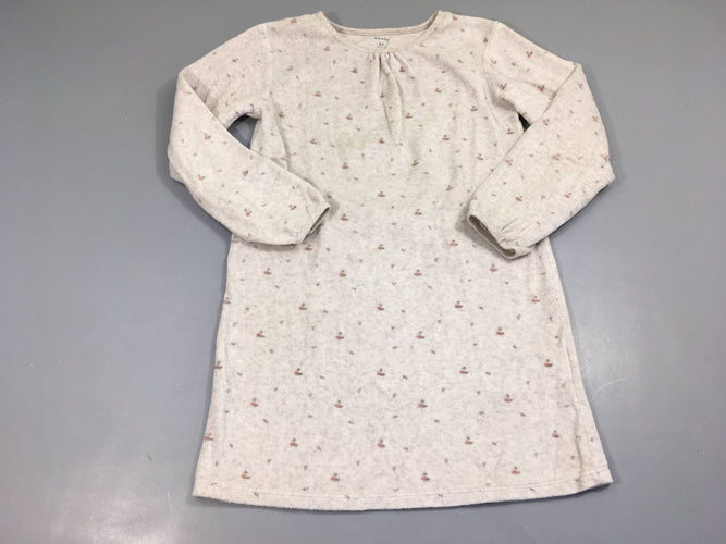Robe de nuit m.l velours gris clair fleurs, moins cher chez Petit Kiwi