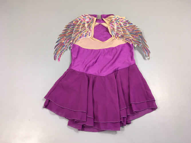 Maillot s.m de gym mauve strass, ailes dans le dos sequins, moins cher chez Petit Kiwi