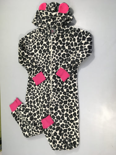 Combinaison zippé velours à capuche motifs léopard, moins cher chez Petit Kiwi