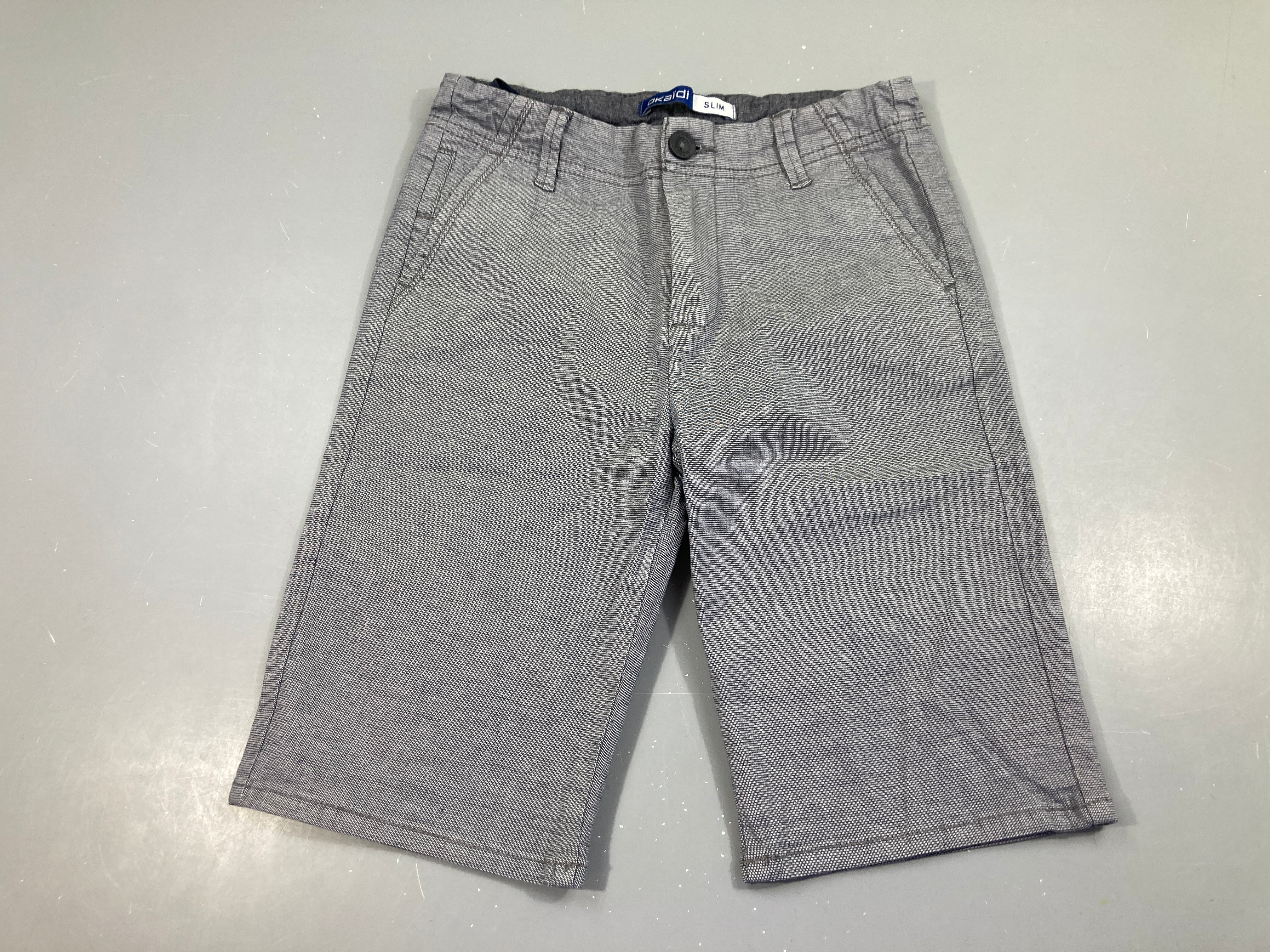 Bermuda chino slim bleu petits carreaux