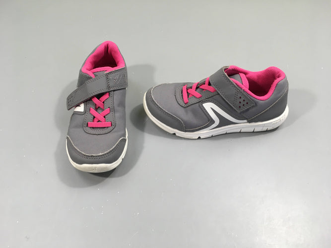 Baskets gris/rose scratchs, 33, moins cher chez Petit Kiwi