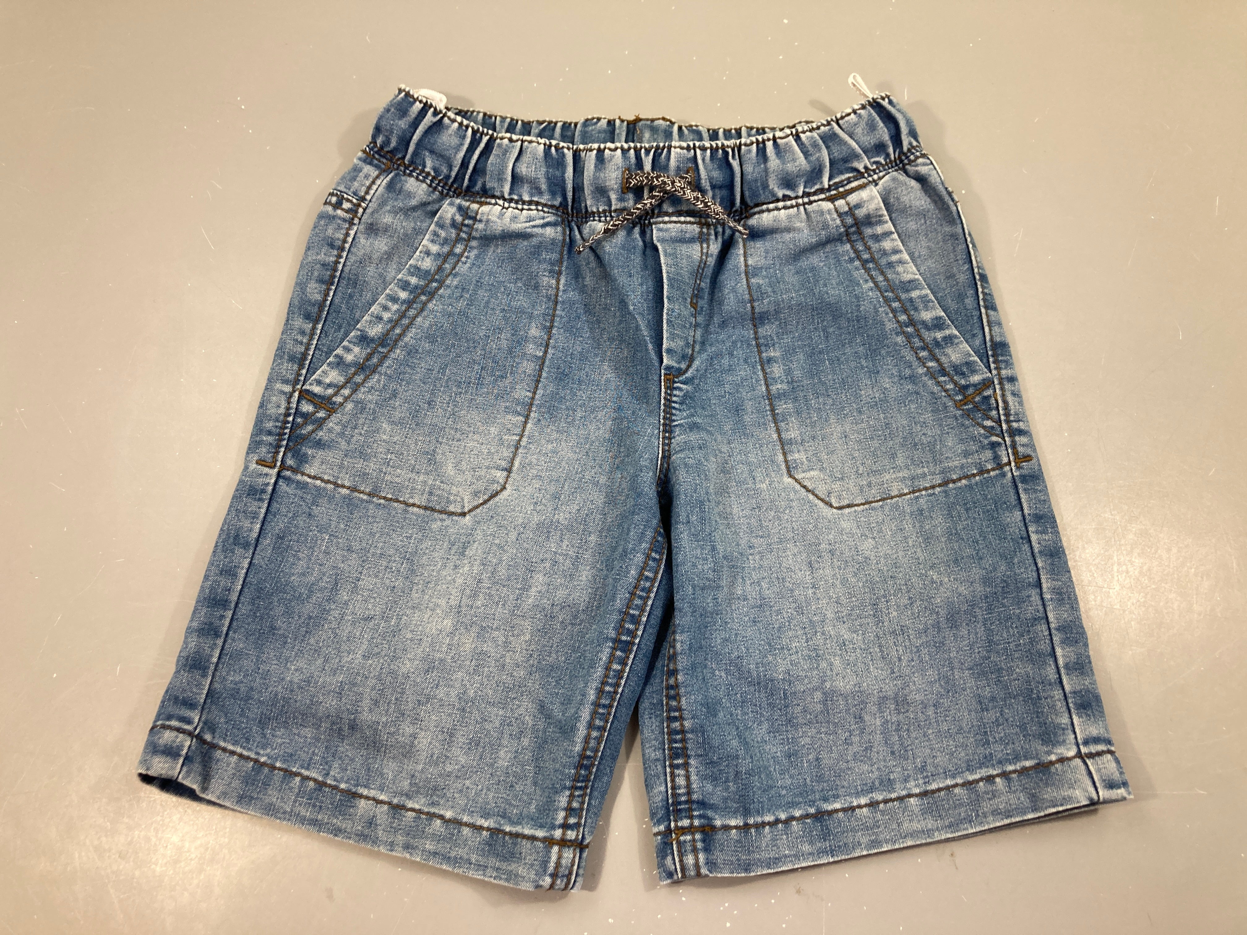 Bermuda denim taille élastiquée