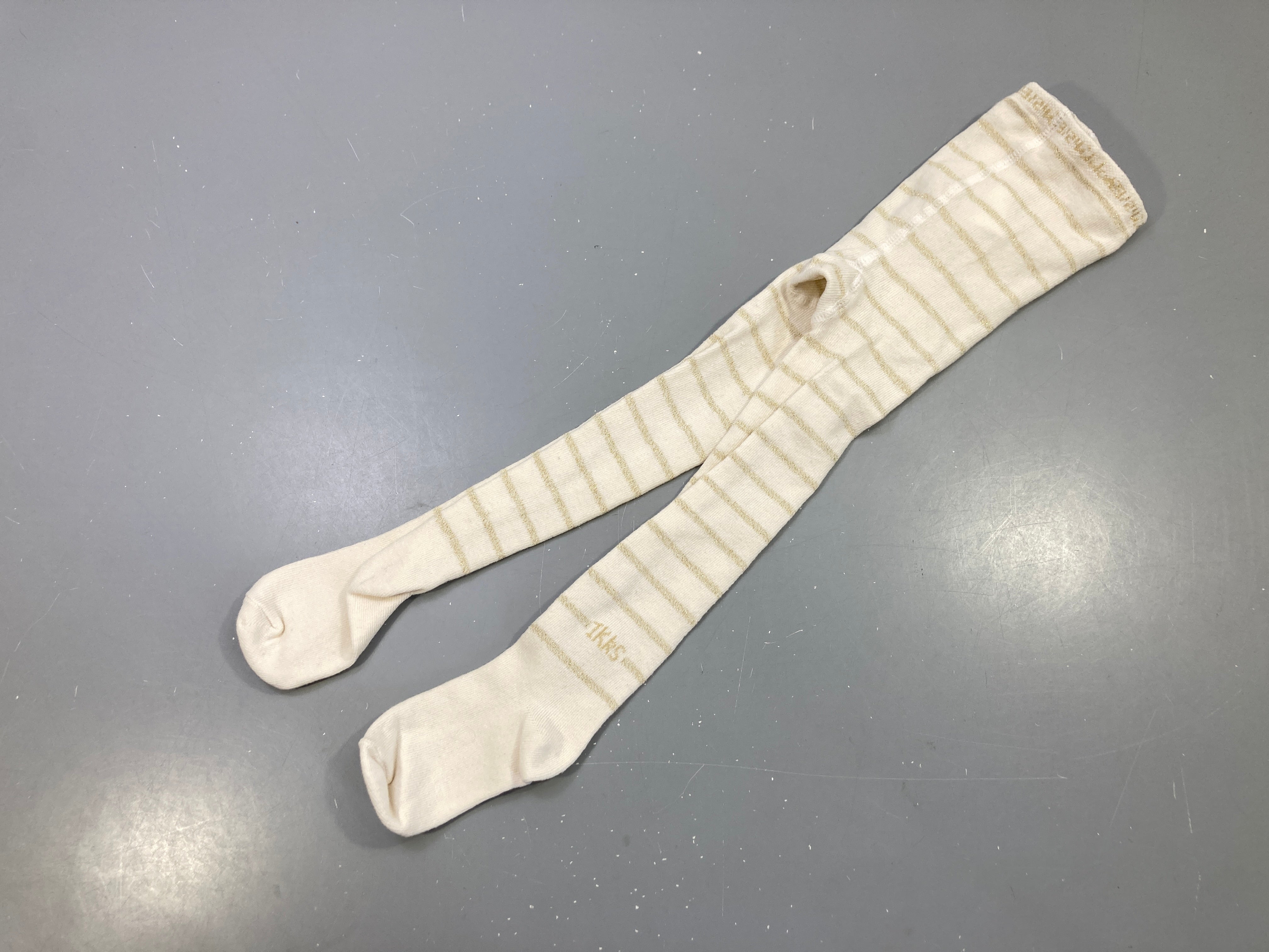 Collants écru rayés dorés lurex