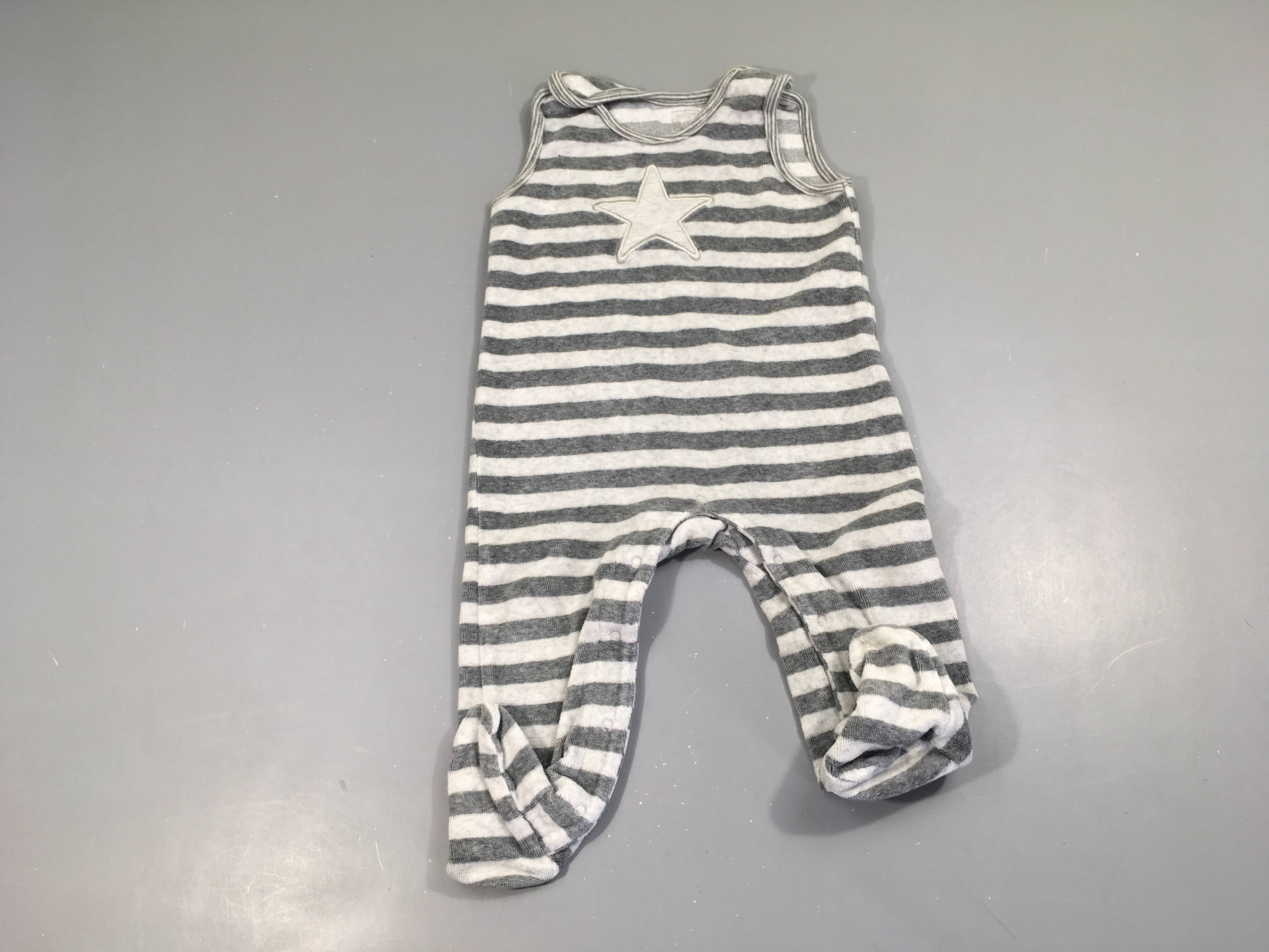 Pyjama s.m velours rayé gris étoile