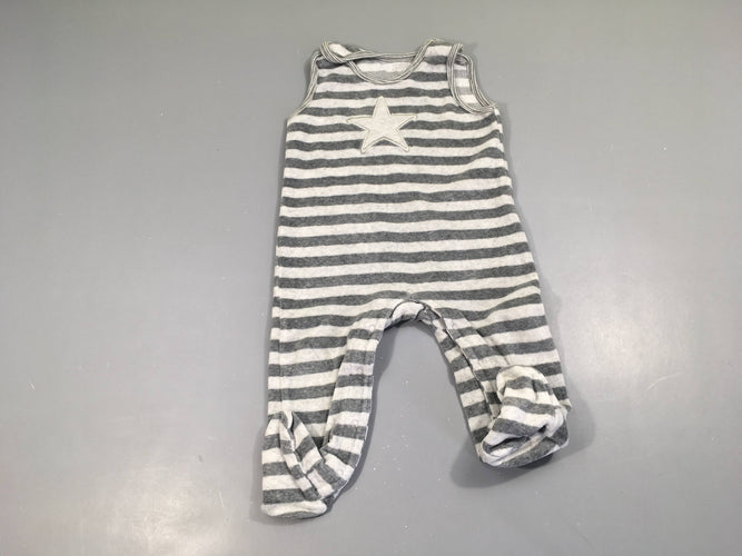 Pyjama s.m velours rayé gris étoile, moins cher chez Petit Kiwi