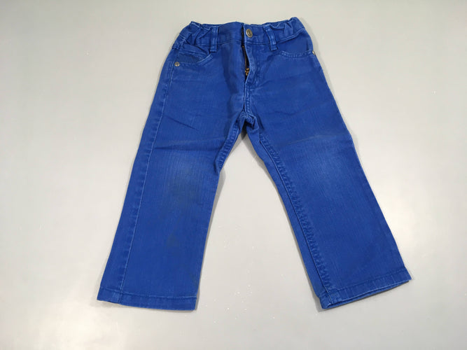 Pantalon bleu coutures effet délavé, moins cher chez Petit Kiwi