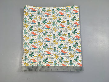 Tour de cou dinos, coton doublé velours bleu