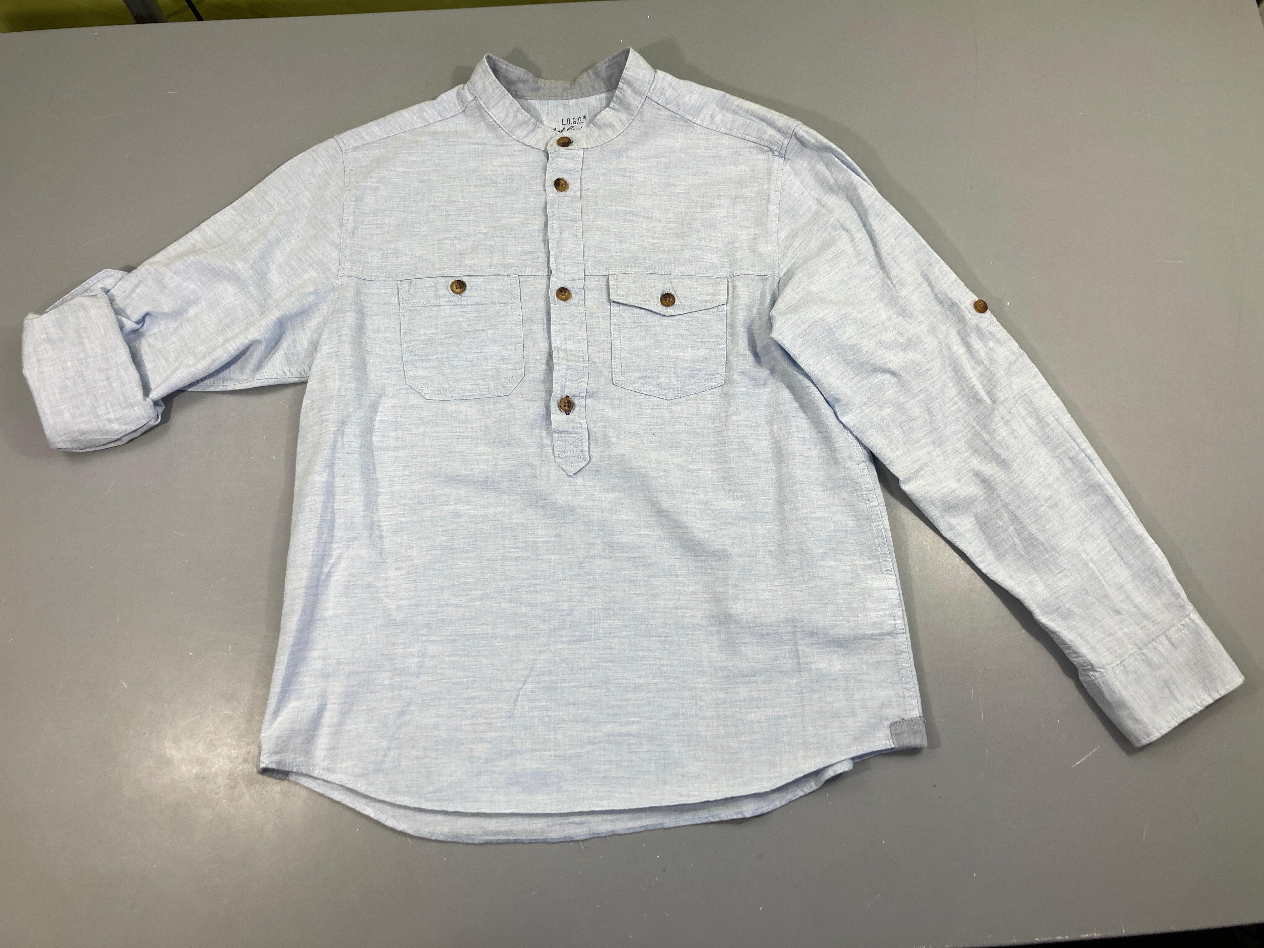 Chemise m.l bleu clair col mao