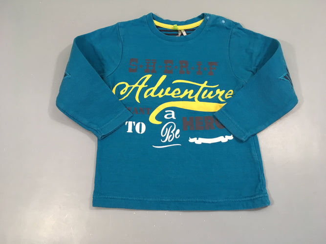 T-shirt m.l épais bleu Adventure-Bouloché, moins cher chez Petit Kiwi