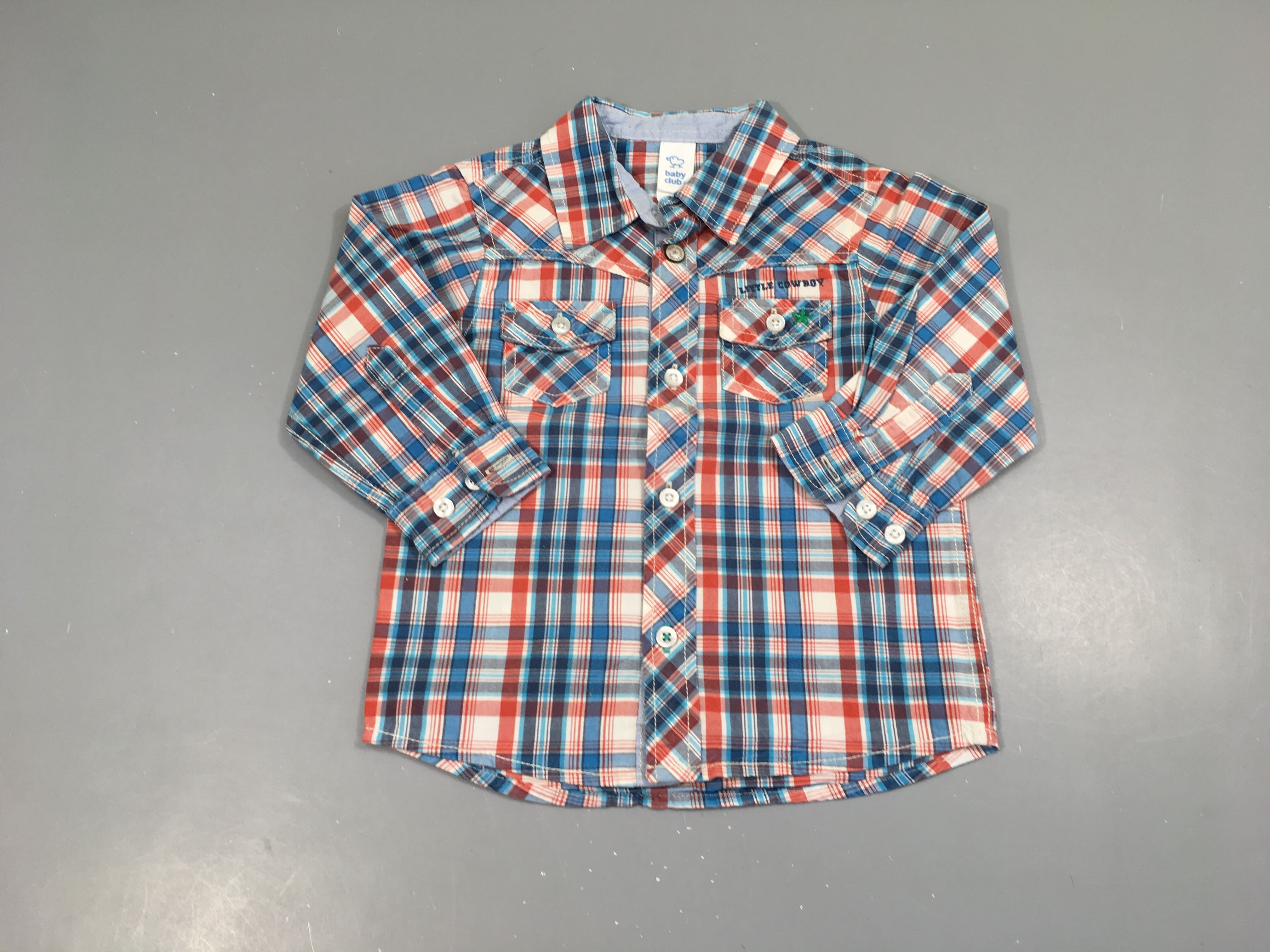 Chemise m.l à carreaux rouge-blanc-bleu