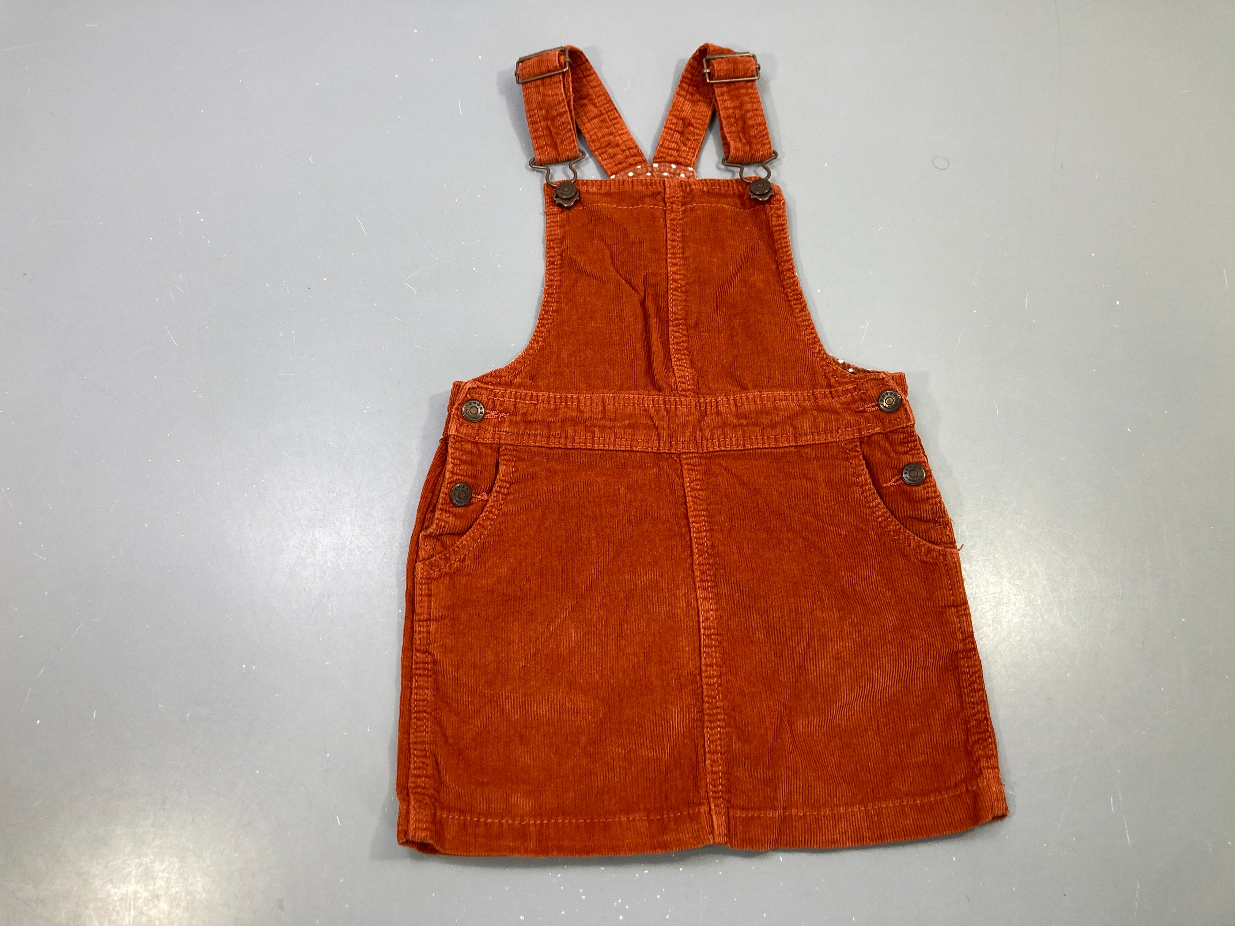 Robe s.m salopette orange rouille velours côtelé, poches