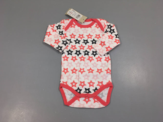 Neuf-Body m.l blanc étoiles roses-noirs, moins cher chez Petit Kiwi