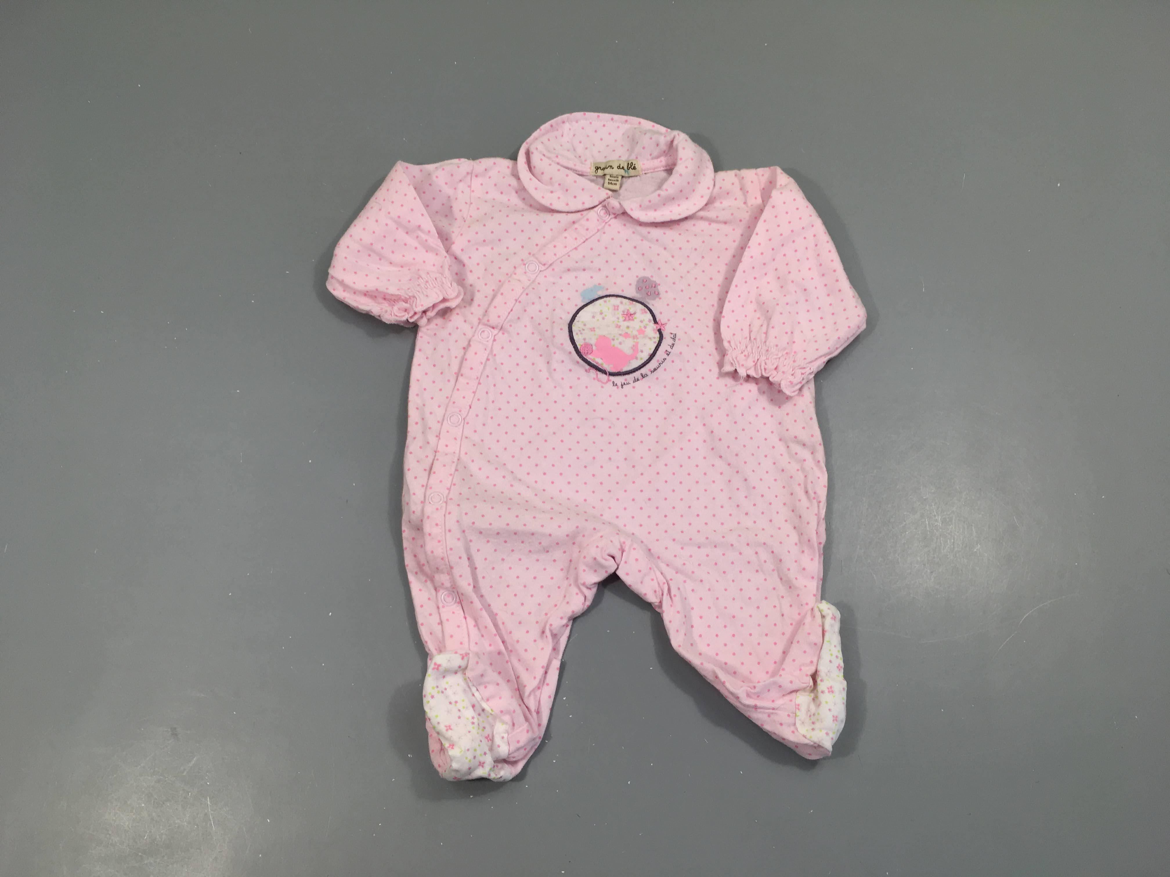 Pyjama jersey rose pois rond chat