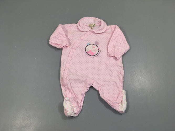 Pyjama jersey rose pois rond chat, moins cher chez Petit Kiwi