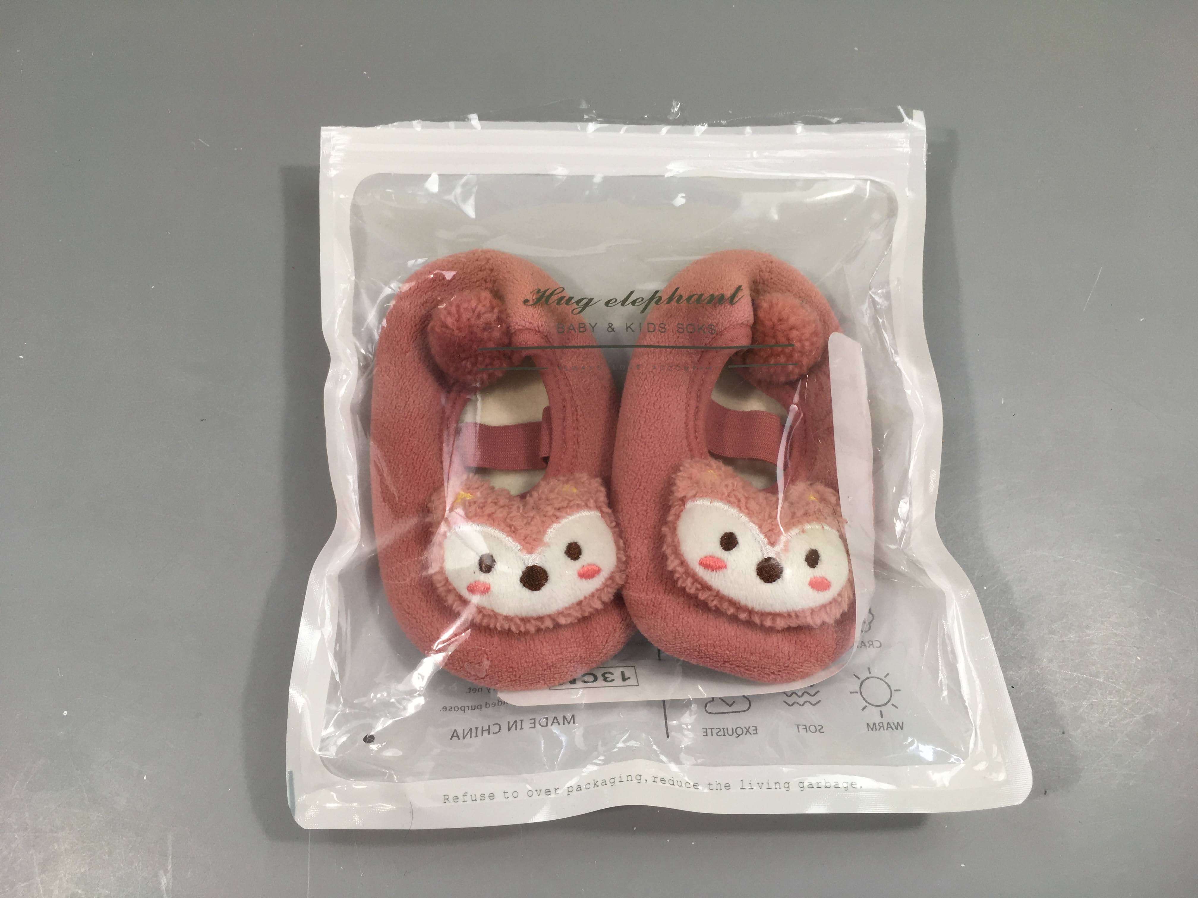 Chaussons velours rose, 13cm
