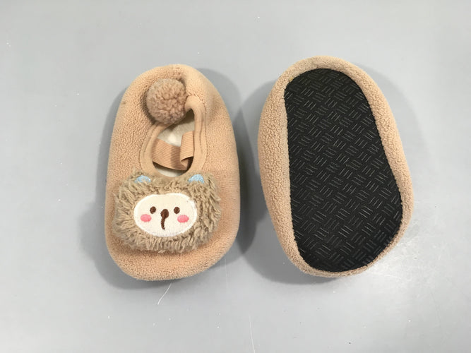 Chaussons velours beige, 13cm, moins cher chez Petit Kiwi