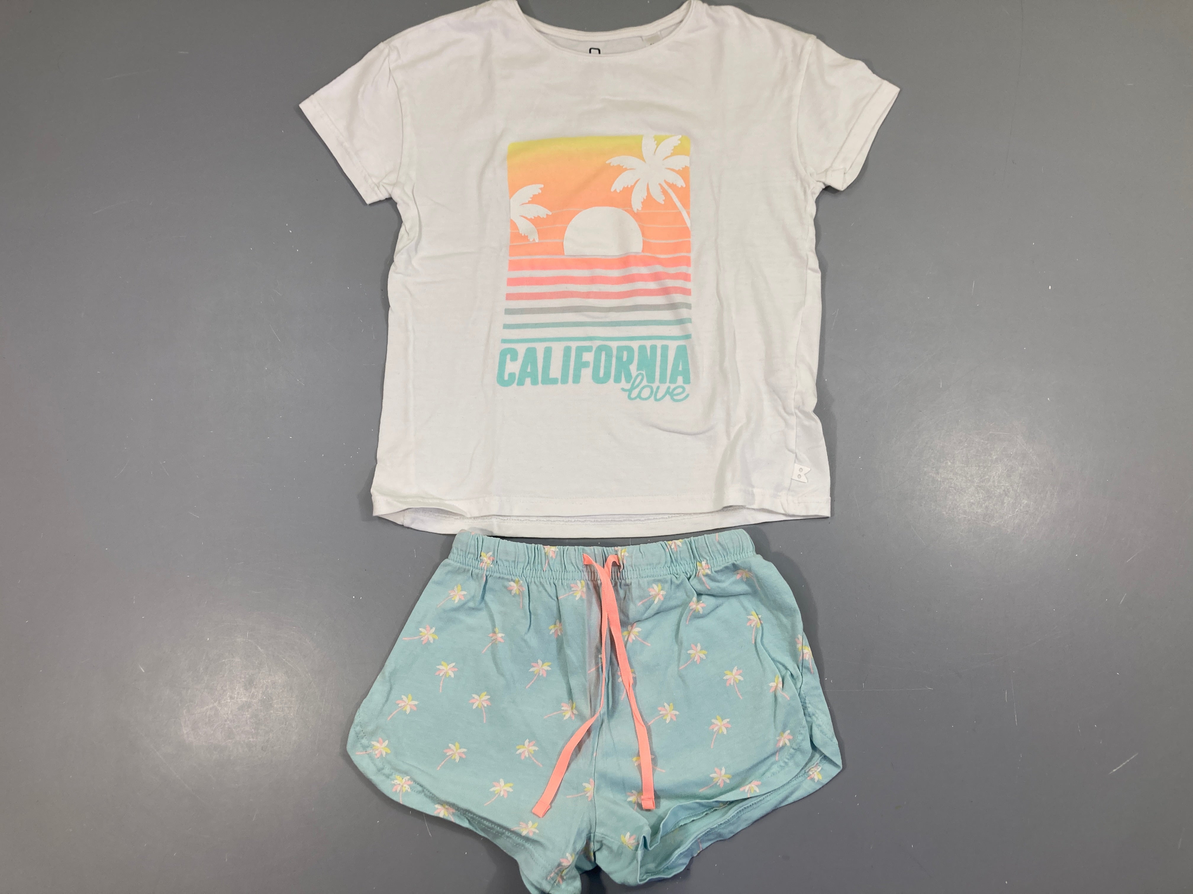 T-shirt m.c blanc california palmiers + short bleu