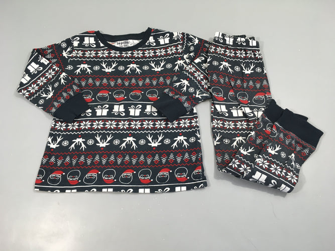Pyjama 2pcs jersey bleu marine motifs hiver, moins cher chez Petit Kiwi