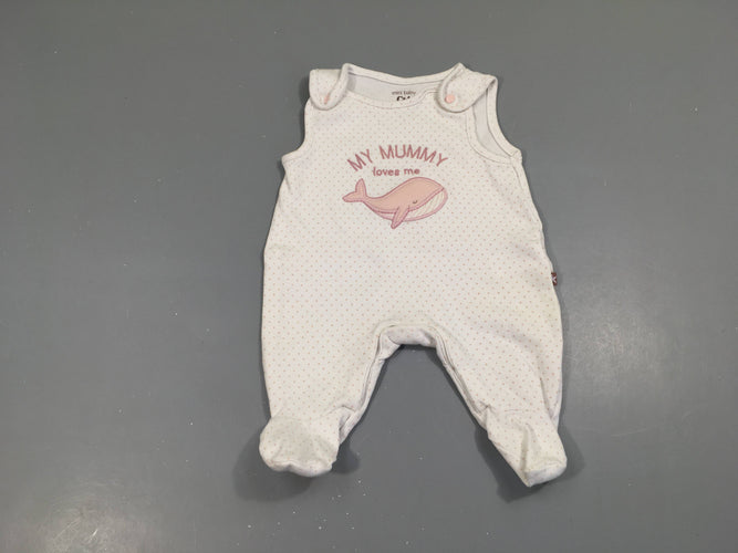 Pyjama jersey s.m blanc pois rose Baleine, moins cher chez Petit Kiwi