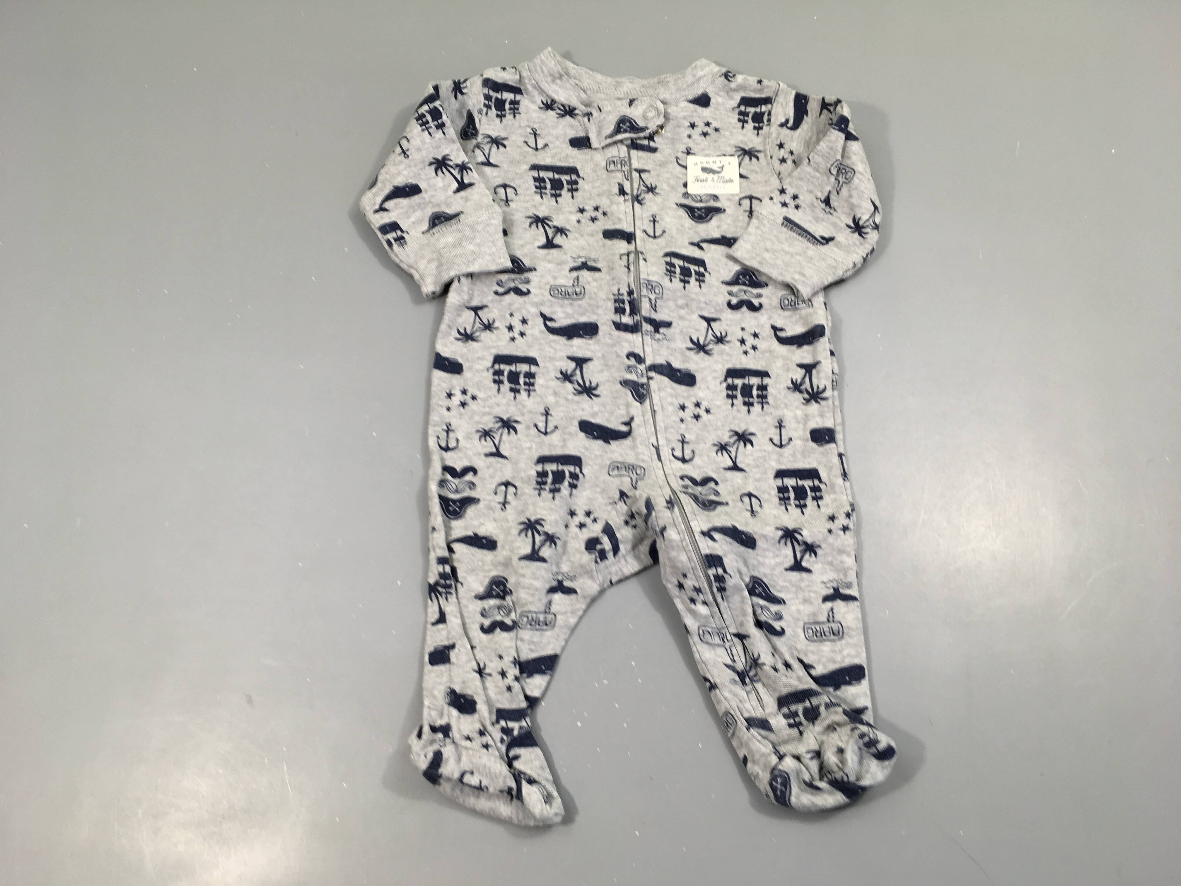 Pyjama jersey gris zippé palmiers ancre