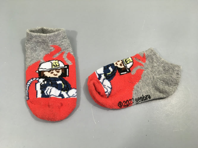 Paire de chaussette gris/rouge Pompier, 23-26, moins cher chez Petit Kiwi