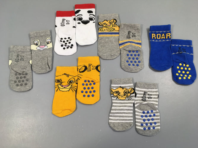 6 paires de chaussettes anti-dérapantes roi lion, 15-17, moins cher chez Petit Kiwi