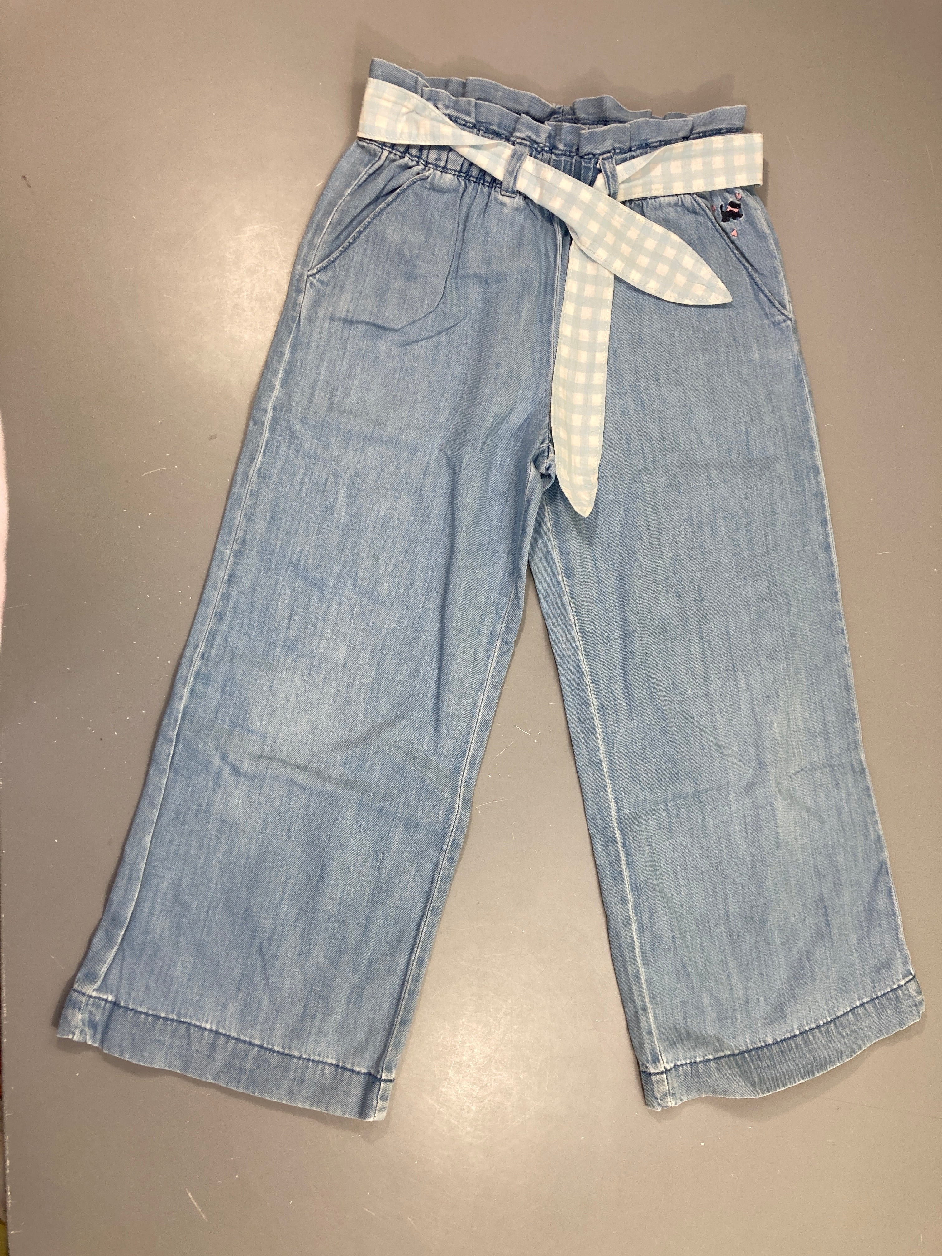 Pantalon denim large + ceinture