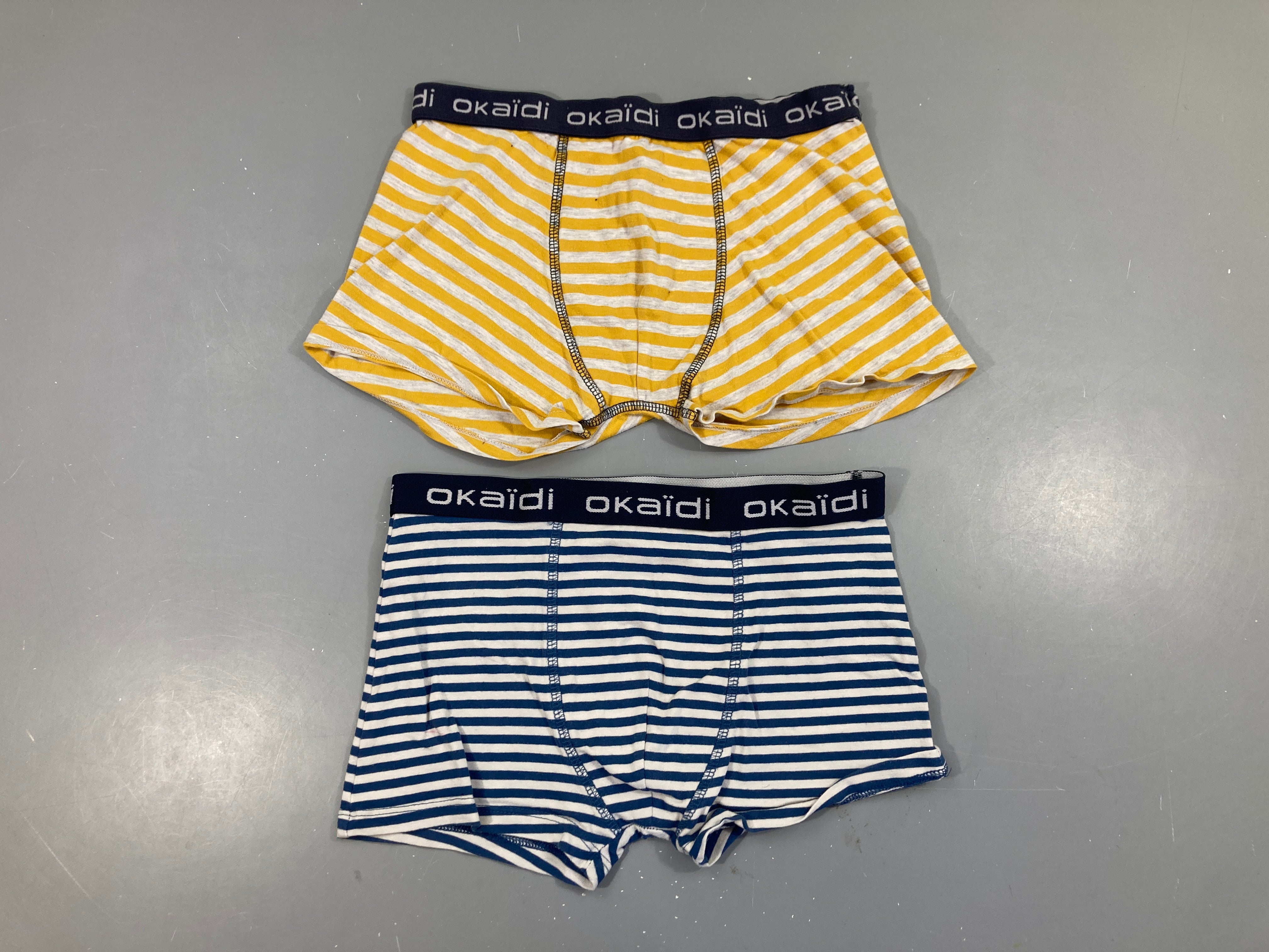 Lot de 2 boxers blanc rayé bleu/jaune