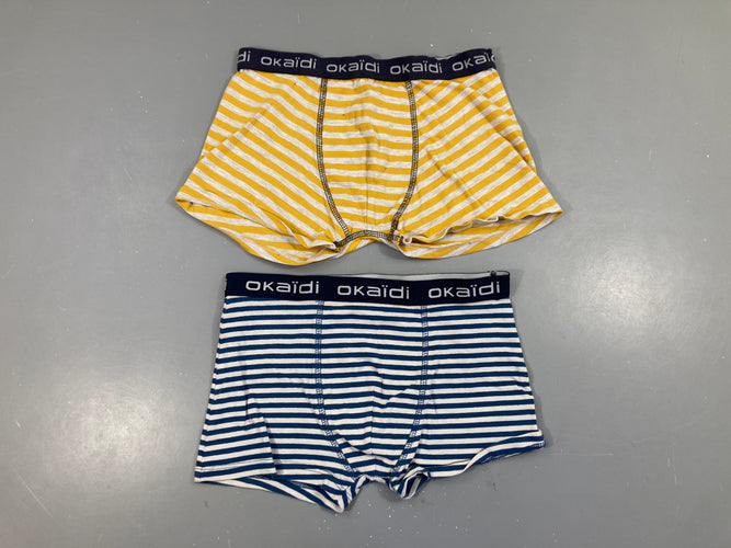 Lot de 2 boxers blanc rayé bleu/jaune, moins cher chez Petit Kiwi